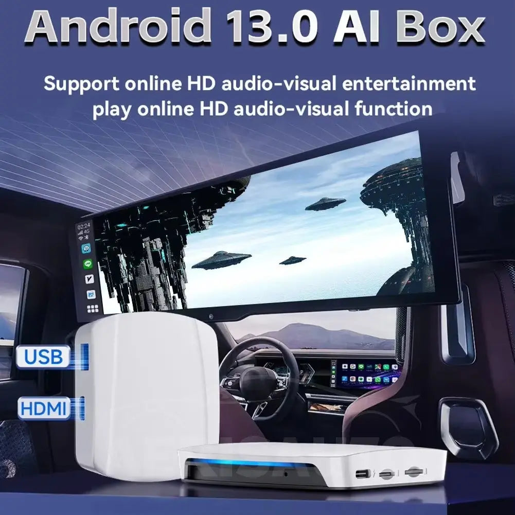 Aerisauto Wireless CarPlay Android Auto Box CarPlay AI Box Android 13 Smart TV Streaming Box SDM660 UHD HDMI-Compatible Output 8GB+128GB Aerisauto