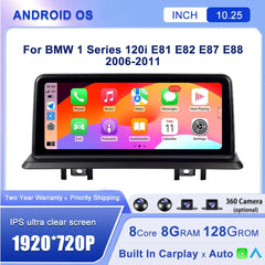 Android 14 10.25''For BMW 1 Series 120i E81 E82 E87 E88 2006-2011 AERISAUTO for Apple Android screen and  Android Auto Aerisauto