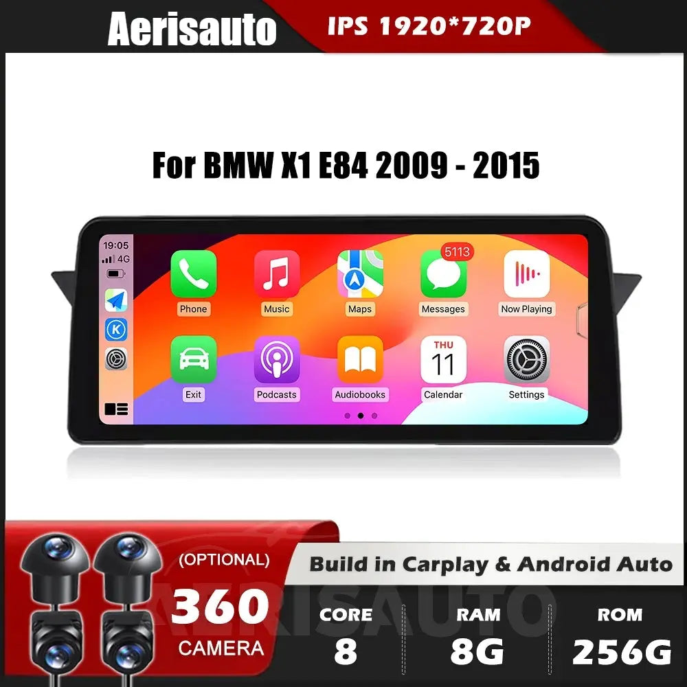 Android 14 12.3''For BMW X1 E84 2009-2015 AERISAUTO for Apple Android screen and  Android Auto Aerisauto