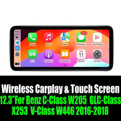 Android 14 12.3"For Mercedes Benz C-Class W205 / GLC-Class X253 / V-Class W446 2016-2018 AERISAUTO for Apple Android screen and  Android Auto Aerisauto