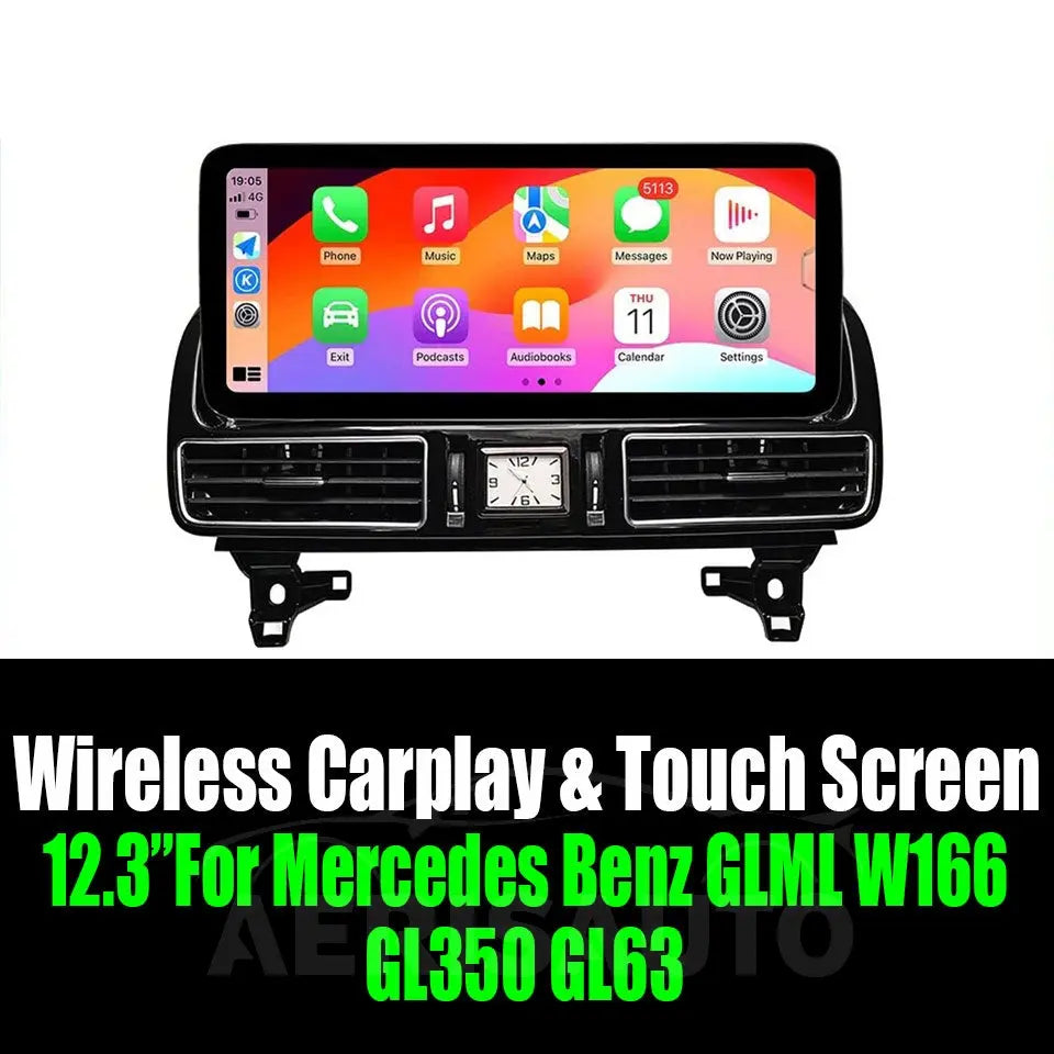 Android 14 12.3"For Mercedes Benz GLML W166 X166 GL350 GL63 AERISAUTO for Apple Android screen and  Android Auto Aerisauto