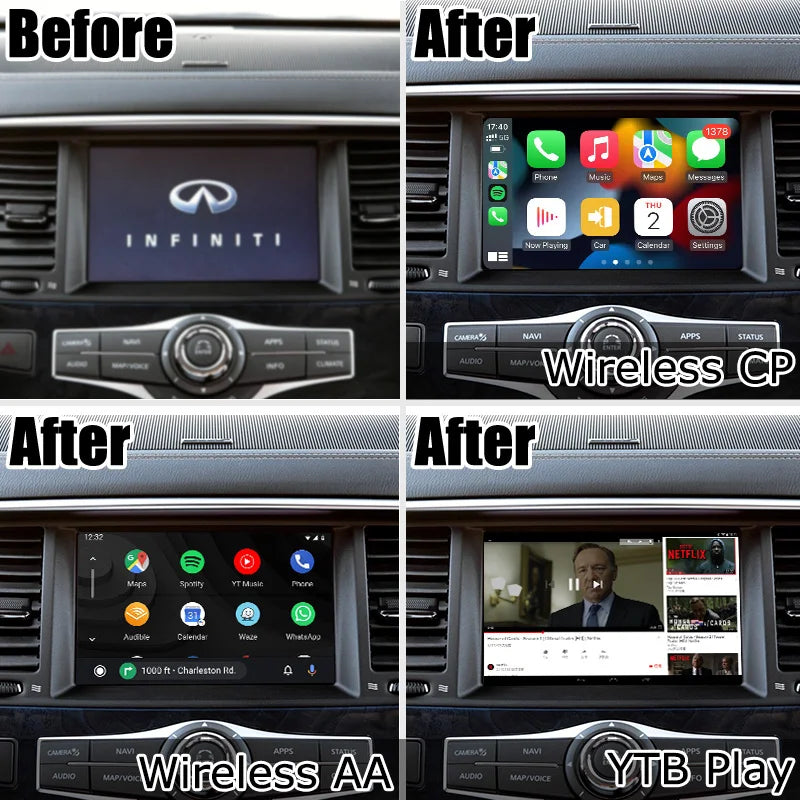 For Infiniti Q50 QX50 QX60 QX80 2012-2024 AERISAUTO for Apple CarPlay Module and  Android Auto