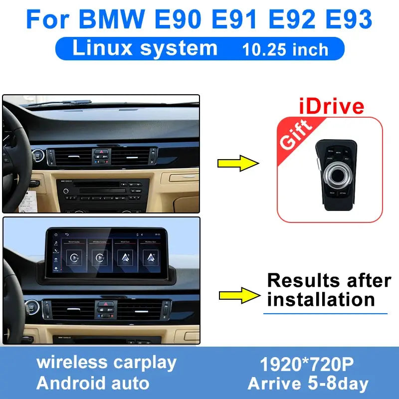 BMW 3 Series E90/E91/E92/E93 10.25-Inch Linux CarPlay Screen | Wireless CarPlay & Android Auto | HD IPS Display Aerisauto