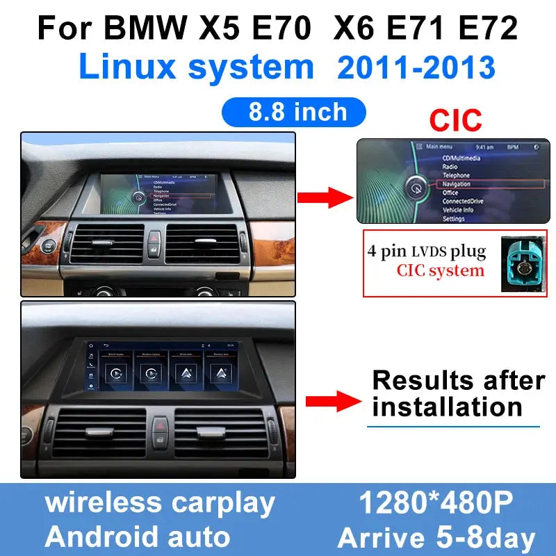 BMW X5 E70 / X6 E71 E72 (2007-2013) 8.8-Inch Touch Screen Linux Multimedia Display | 3s Fast Boot | Wireless CarPlay & Android Auto Aerisauto
