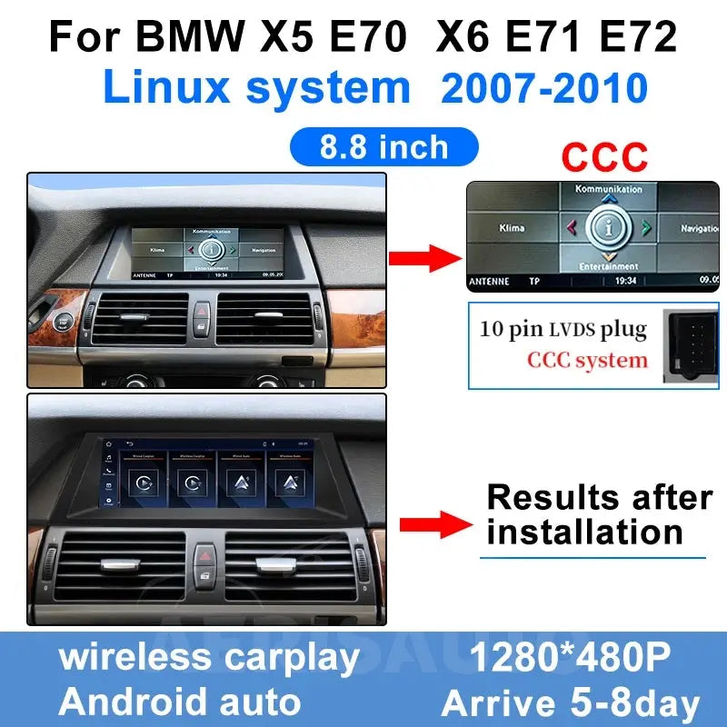 BMW X5 E70 / X6 E71 E72 (2007-2013) 8.8-Inch Touch Screen Linux Multimedia Display | 3s Fast Boot | Wireless CarPlay & Android Auto Aerisauto