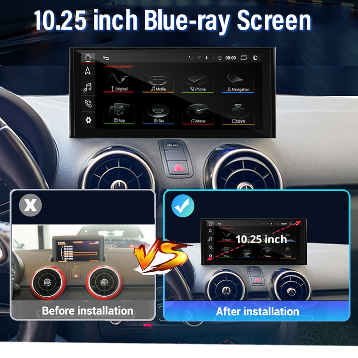 10.25" For Audi 2013-2020 AERISAUTO Wireless Apple Carplay Android screen and  Android Auto