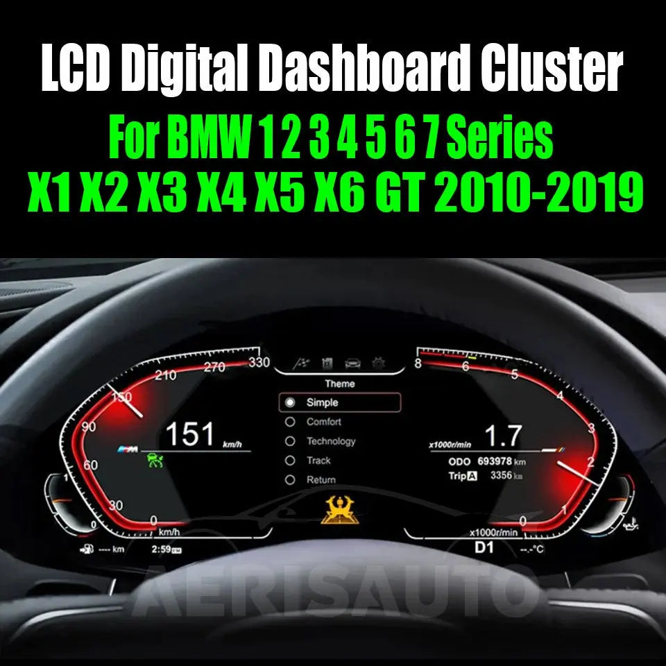 For BMW 1 2 3 4 5 6 7 Series X1 X2 X3 X4 X5 X6 GT 2010-2019 AERISAUTO for LCD Digital Dashboard Cluster Aerisauto