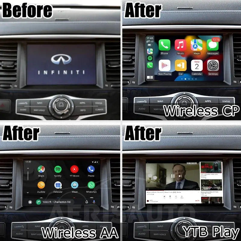For Infiniti Q50 QX50 QX60 QX80 2012-2024 AERISAUTO for Apple CarPlay Module and  Android Auto Aerisauto