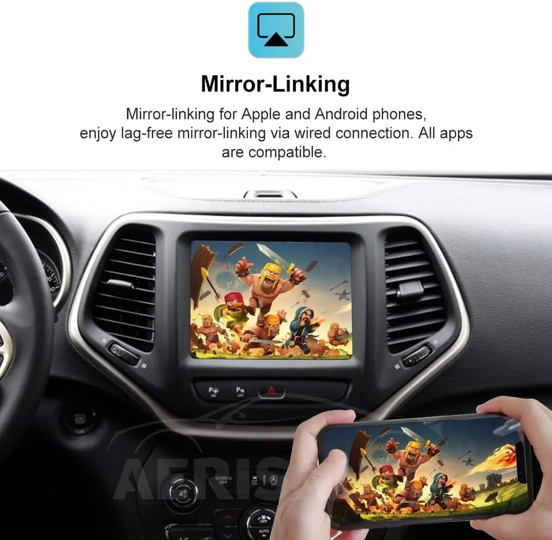 For Jeep Grand Cherokee XJ KL Wrangler 2014-2020 AERISAUTO for Apple CarPlay Module and  Android Auto Aerisauto