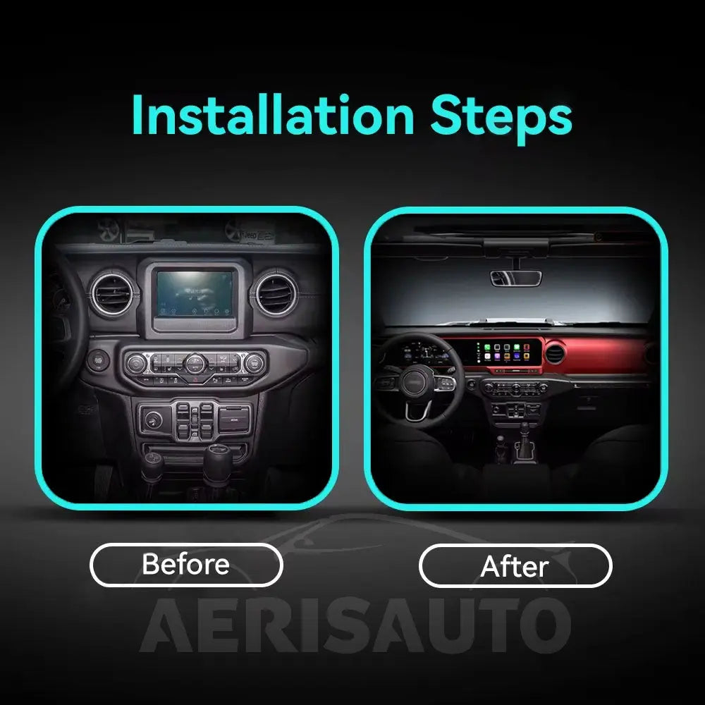 For Jeep Wrangler 2018-2024 Digital Dashboard Cluster Dual Screen Car Radio Strip Screen CarPlay Android Auto Speed Meter Screen Aerisauto