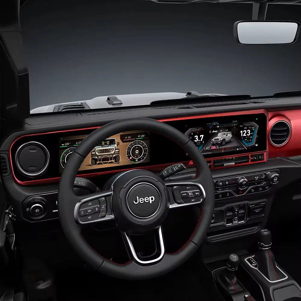 For Jeep Wrangler 2018-2024 Digital Dashboard Cluster Dual Screen Car Radio Strip Screen CarPlay Android Auto Speed Meter Screen Aerisauto