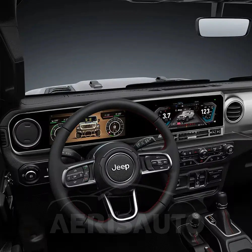 For Jeep Wrangler 2018-2024 Digital Dashboard Cluster Dual Screen Car Radio Strip Screen CarPlay Android Auto Speed Meter Screen Aerisauto