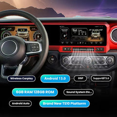 For Jeep Wrangler 2018-2024 Digital Dashboard Cluster Dual Screen Car Radio Strip Screen CarPlay Android Auto Speed Meter Screen