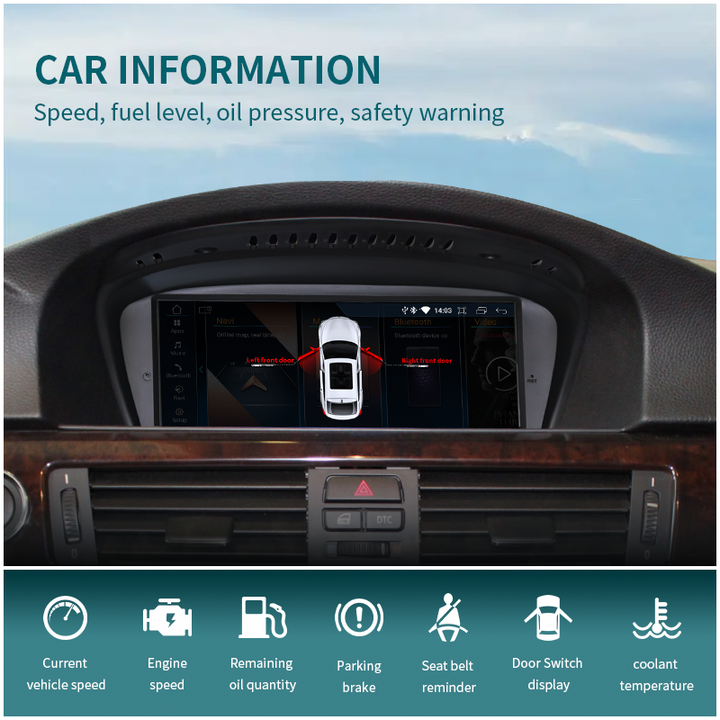Autoradio Android 13 8 Go + 128 Go Carplay Android Auto 4G SIM pour BMW Série 3/5 E90-E93 E60-E64 (2005-2012) 