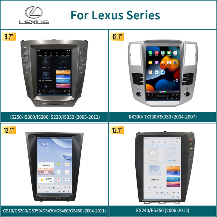 Autoradio Android à écran vertical de style Tesla pour Lexus ES/IS/GS/RX/LX, lecteur de navigation à écran CarPlay 