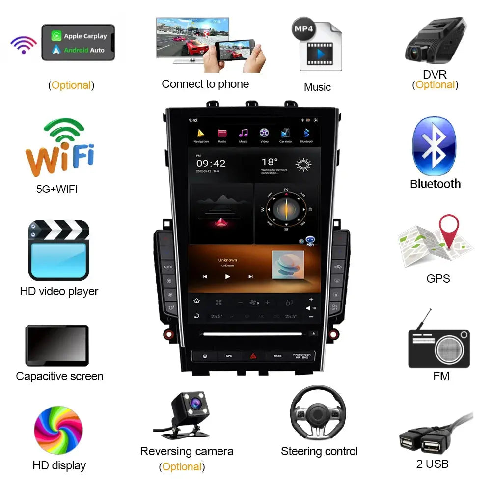 For Infiniti Q50 2012-2021 Tesla Style Car Radio  AERISAUTO for Apple Android screen and  Android Auto 我的商店