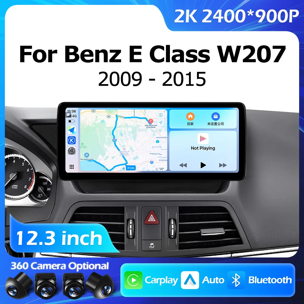12.3''For Mercedes Benz E Class C207 W207 A207 2009-2015 AERISAUTO for Apple Android screen and  Android Auto