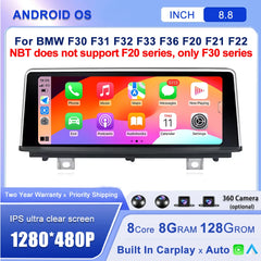 8.8''For BMW F30 F20 F31 F22 F21 F32 F33 F36 EVO AERISAUTO for Apple Android screen and  Android Auto