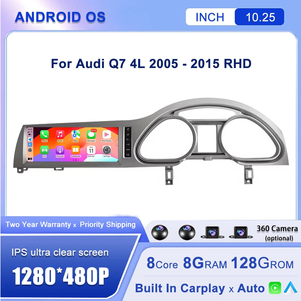10.25''For Audi Q7 4L 2005-2015 AERISAUTO for Apple Android screen and  Android Auto