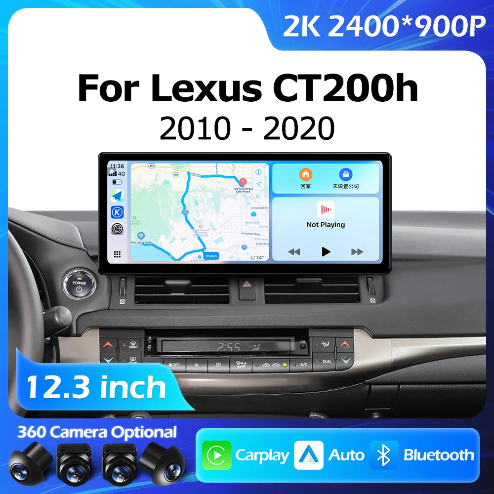 12.3''For Lexus CT200h CT200 2010-2020 AERISAUTO for Apple Android screen and  Android Auto