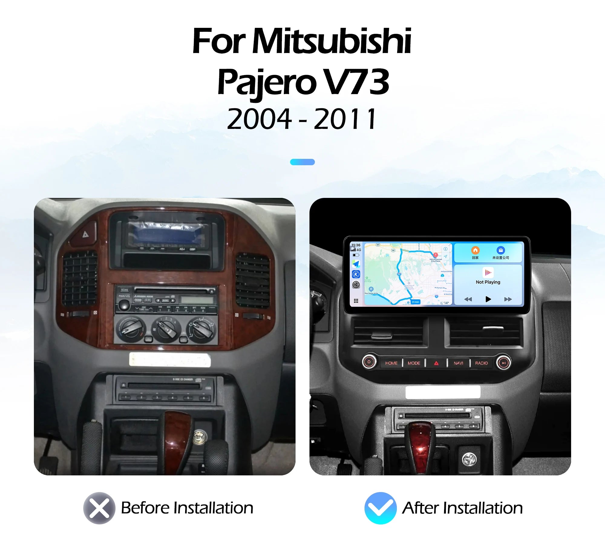 12.3''For Mitsubishi Pajero V73 2004-2011 AERISAUTO for Apple Android screen and  Android Auto