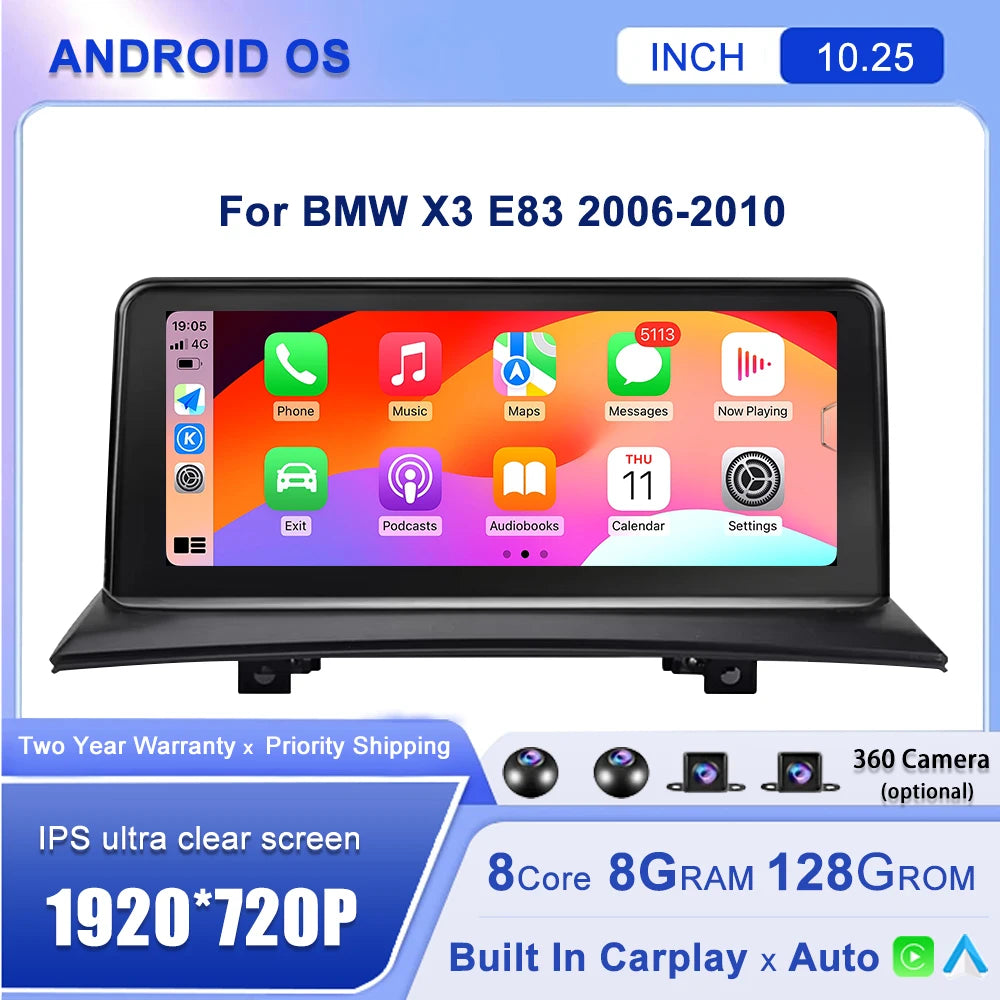 10.25''For BMW X3 E83 2006-2010 AERISAUTO for Apple Android screen and  Android Auto