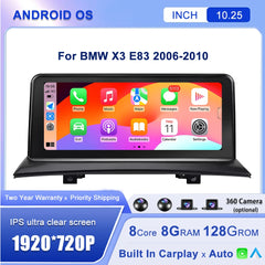 10.25''For BMW X3 E83 2006-2010 AERISAUTO for Apple Android screen and  Android Auto