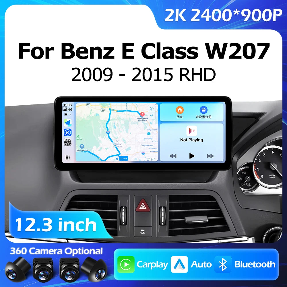12.3'' Inch For Mercedes Benz E Class C207 W207 A207 2009-2015 AERISAUTO for Apple Android screen and  Android Auto