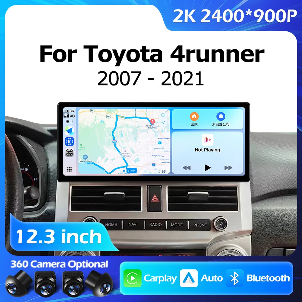 12.3''For Toyota 4runner 2007 - 2021 AERISAUTO for Apple Android screen and  Android Auto