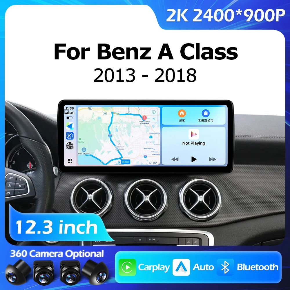 12.3''For Mercedes Benz A Class 2013-2018 GLA Class 2015-2019 AERISAUTO for Apple Android screen and  Android Auto