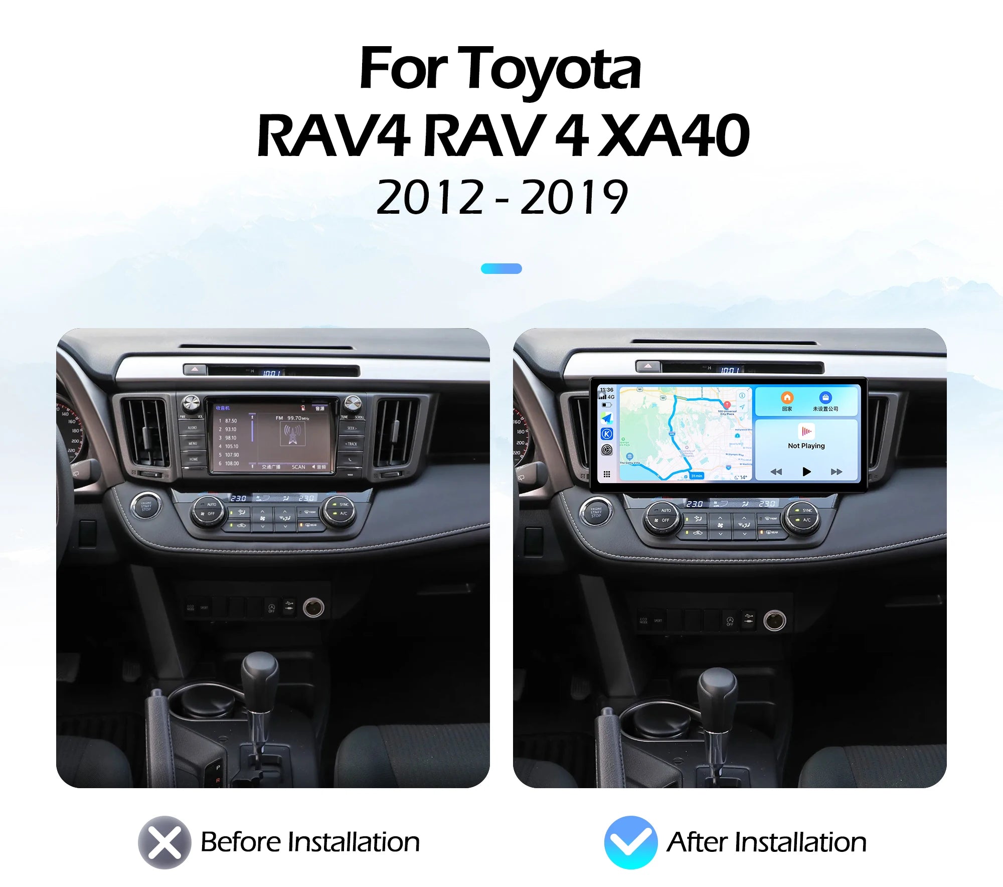 12.3''For Toyota RAV4 RAV 4 XA40 2012-2019 AERISAUTO for Apple Android screen and  Android Auto