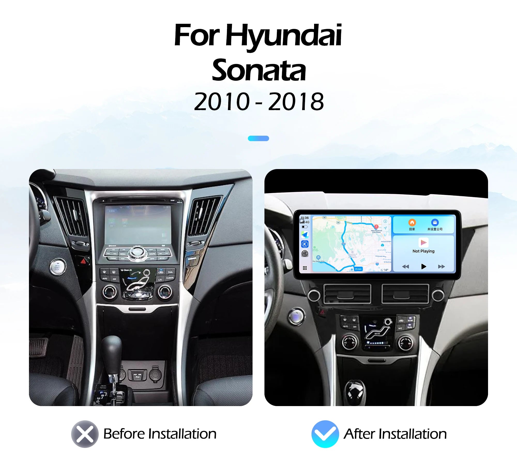12.3''For Hyundai Sonata 2010-2018 AERISAUTO for Apple Android screen and  Android Auto