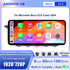 Android 14 12.3''For Mercedes Benz GLK Class X204 2009-2015 AERISAUTO for Apple Android screen and  Android Auto