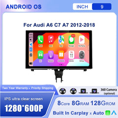 9''For Audi A6 C7 A7 2012-2018 AERISAUTO for Apple Android screen and  Android Auto
