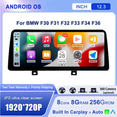 12.3''For BMW F30 F31 F32 F33 F34 F36 AERISAUTO for Apple Android screen and  Android Auto