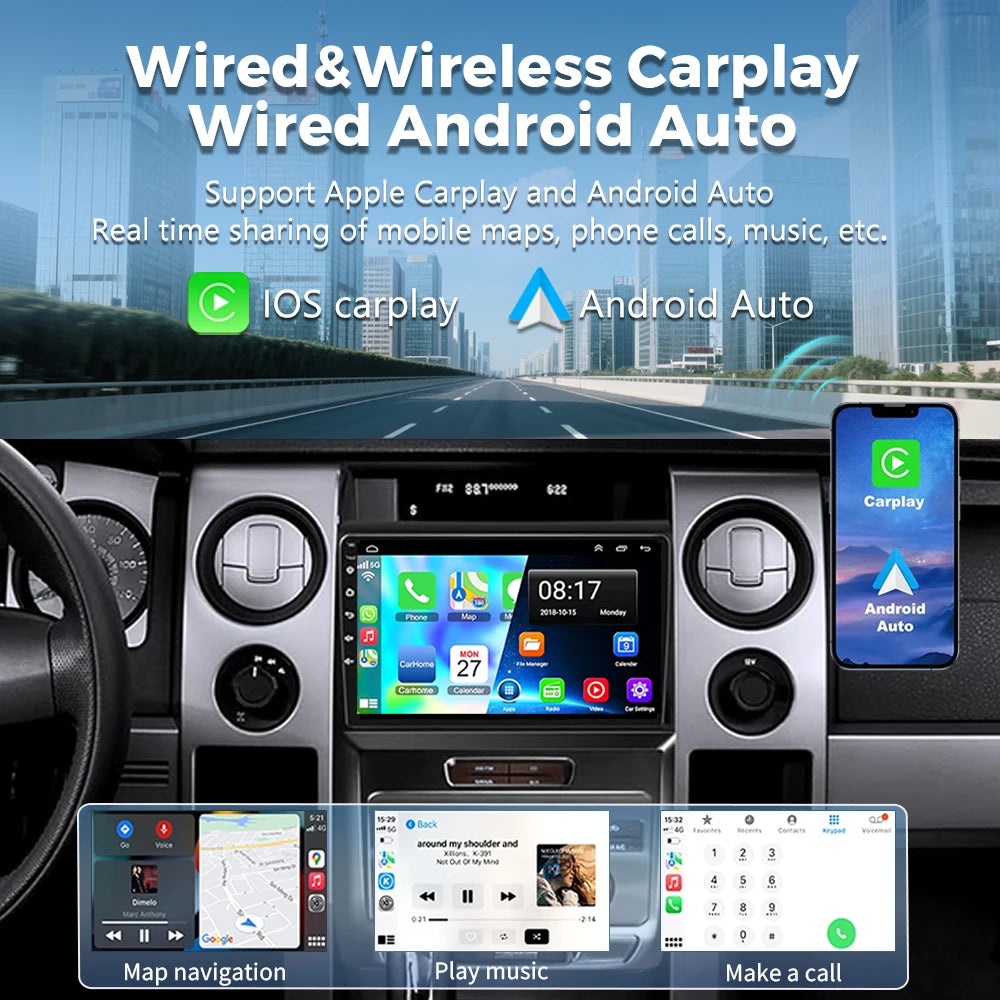 9''For Ford F150 P415 Raptor E53 X5 M5 2008-2014 Android 14 AERISAUTO for Apple Android screen and  Android Auto