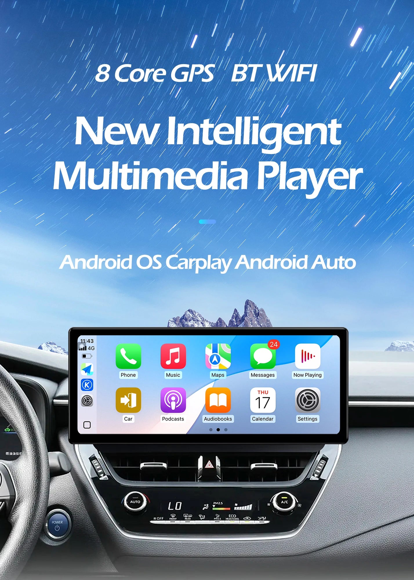 12.3''For Toyota RAV4 RAV 4 2020-2023 AERISAUTO for Apple Android screen and  Android Auto