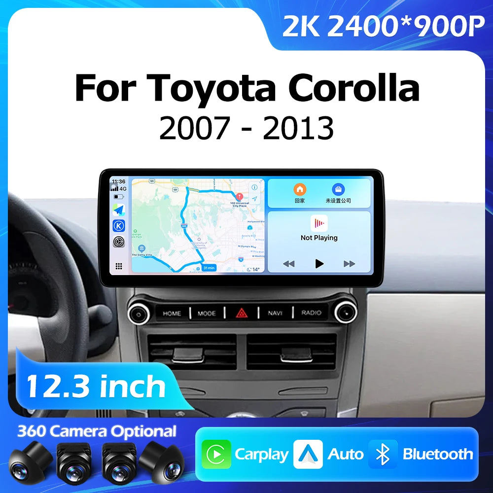 12.3''For Toyota Corolla 2007-2013 AERISAUTO for Apple Android screen and  Android Auto