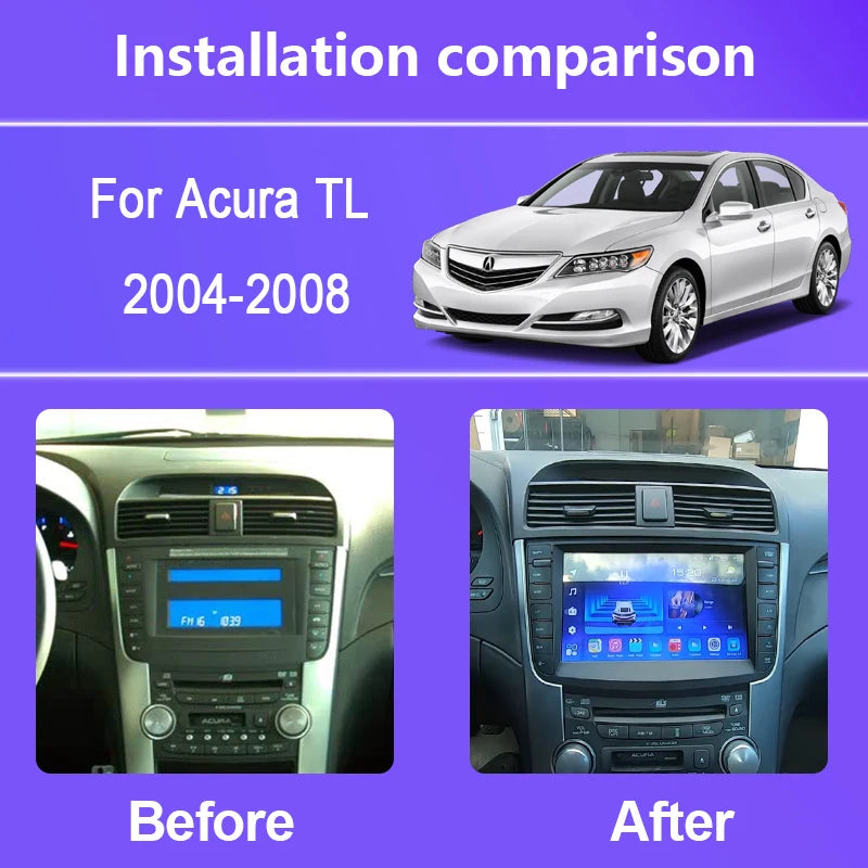 9''For Acura TL 2004-2008 Android14 AERISAUTO for Apple Android screen and  Android Auto