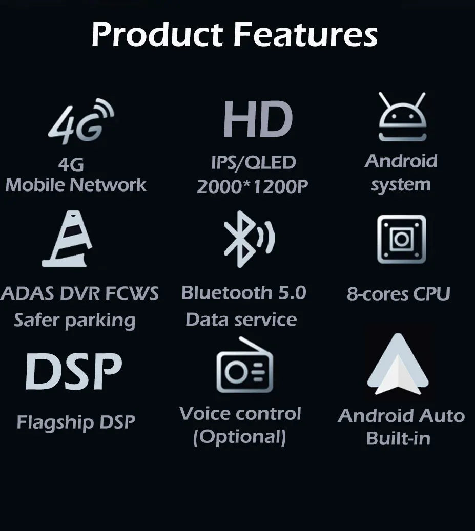 9''For Hyundai Santa Fe 2017-2021 AERISAUTO for Apple Android screen and  Android Auto