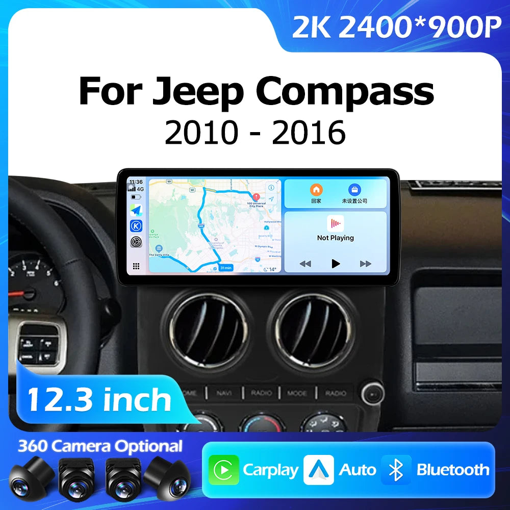 12.3''For Jeep Compass 2010-2016 AERISAUTO for Apple Android screen and  Android Auto