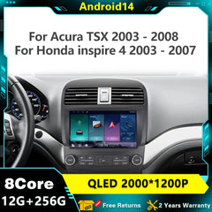 9''For Acura TSX 2003 - 2008 For Honda inspire 4 2003 - 2007 Android 14 AERISAUTO for Apple Android screen and  Android Auto