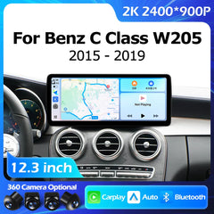 12.3''For Mercedes Benz C Class W205 GLC V Class W447 2015-2019 AERISAUTO for Apple Android screen and  Android Auto