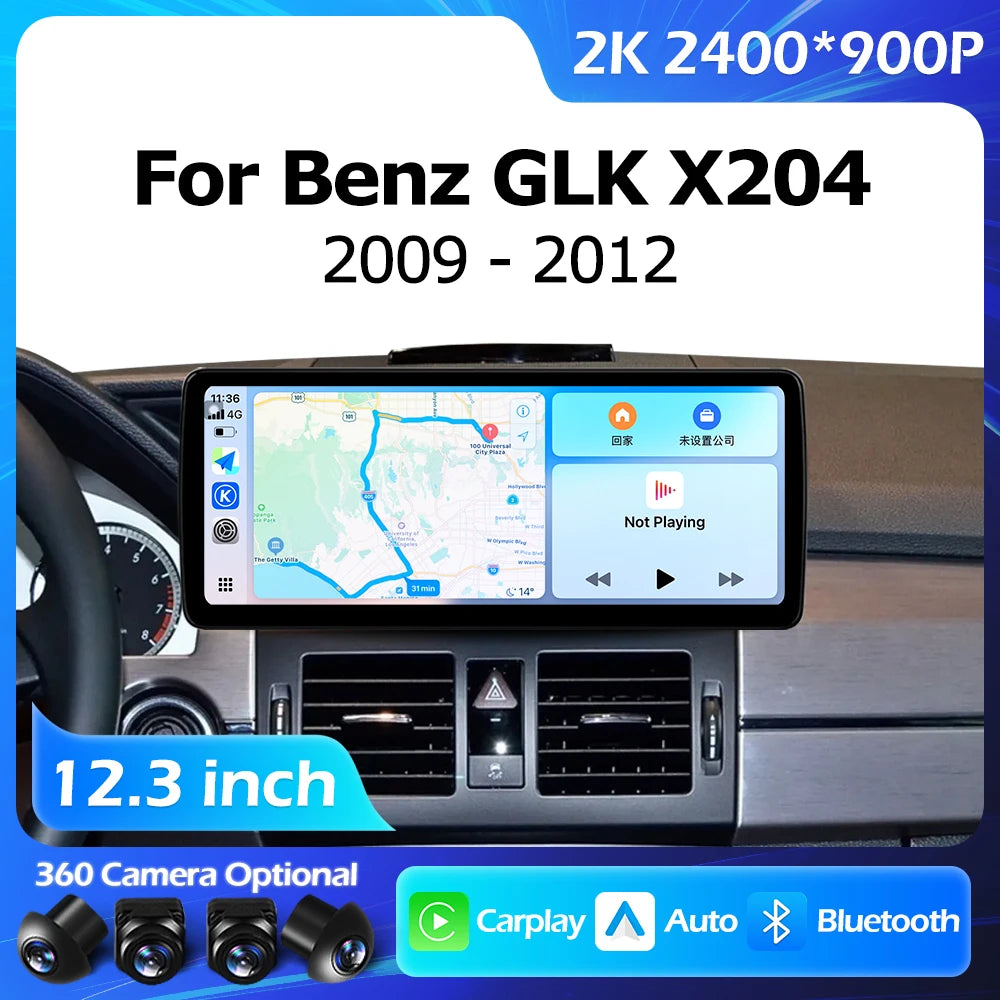 12.3''For Mercedes Benz GLK X204 2009-2012 AERISAUTO for Apple Android screen and  Android Auto