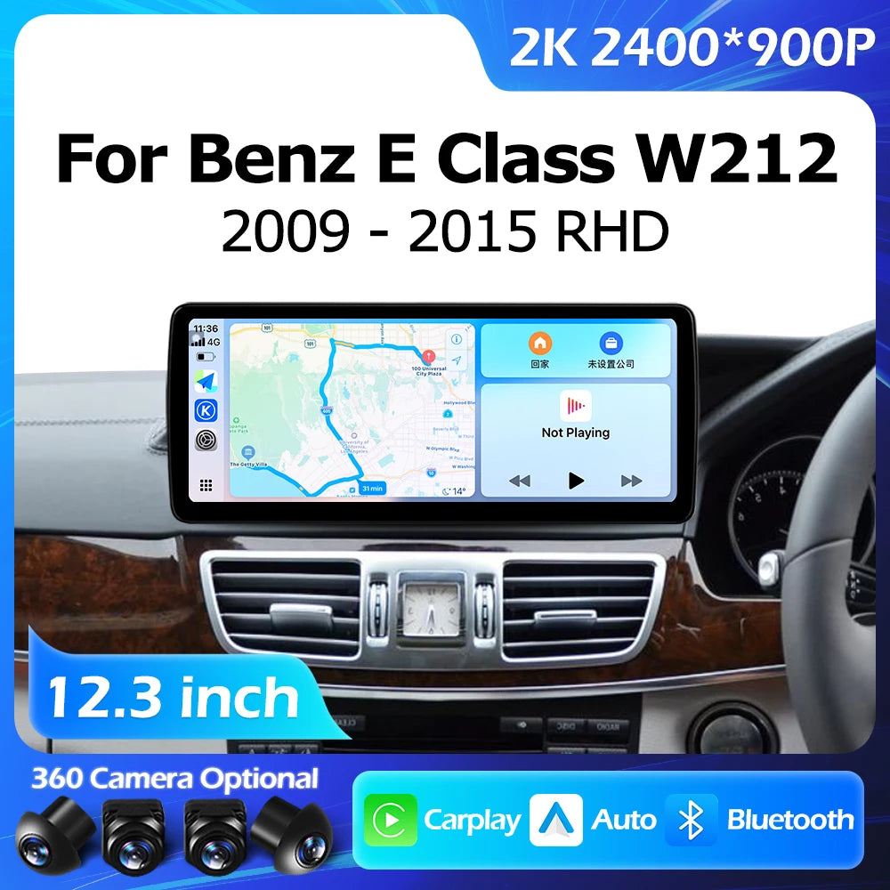 12.3''For Mercedes Benz E Class W212 2009-2015 AERISAUTO for Apple Android screen and  Android Auto