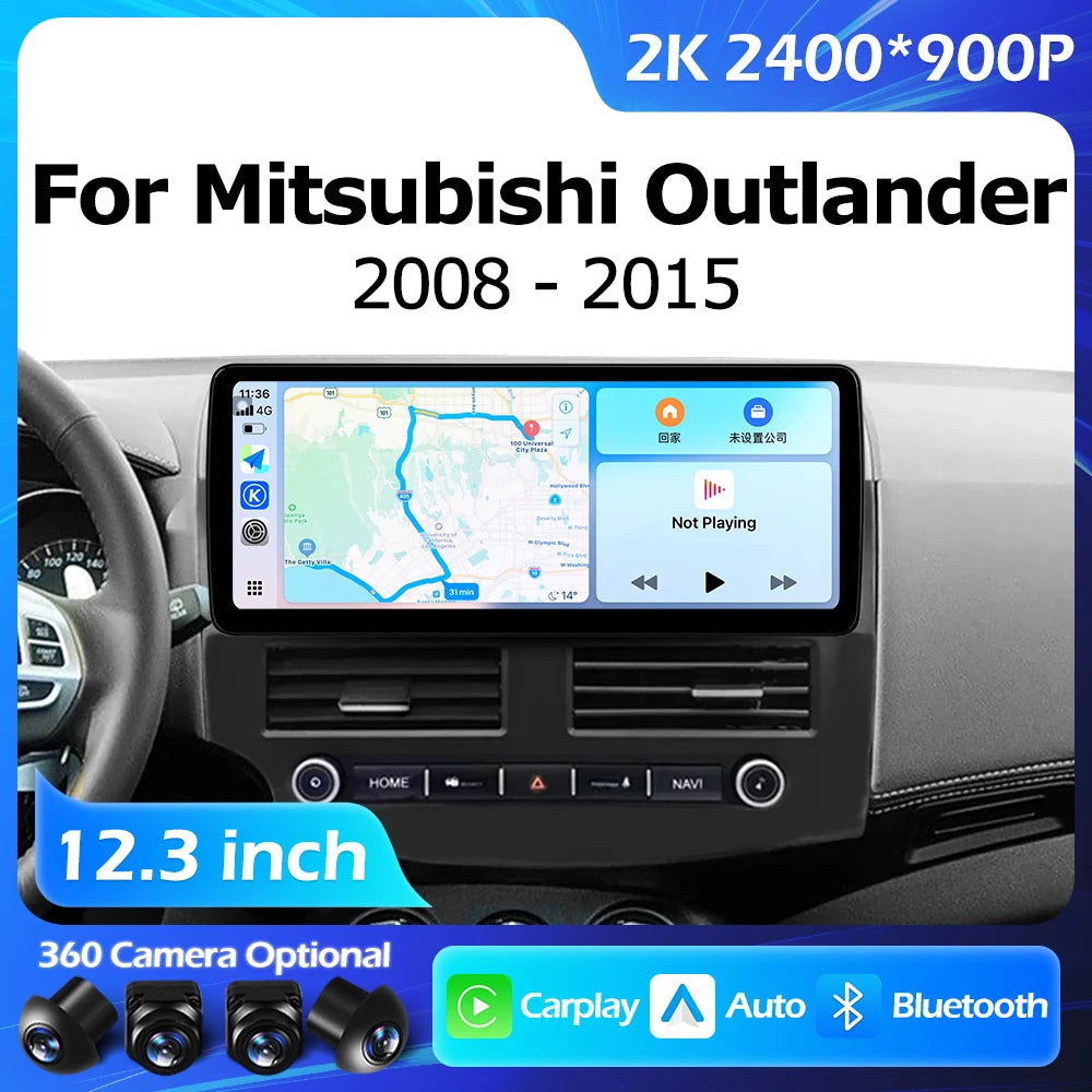 12.3''For Mitsubishi Outlander 2008-2015 AERISAUTO for Apple Android screen and  Android Auto