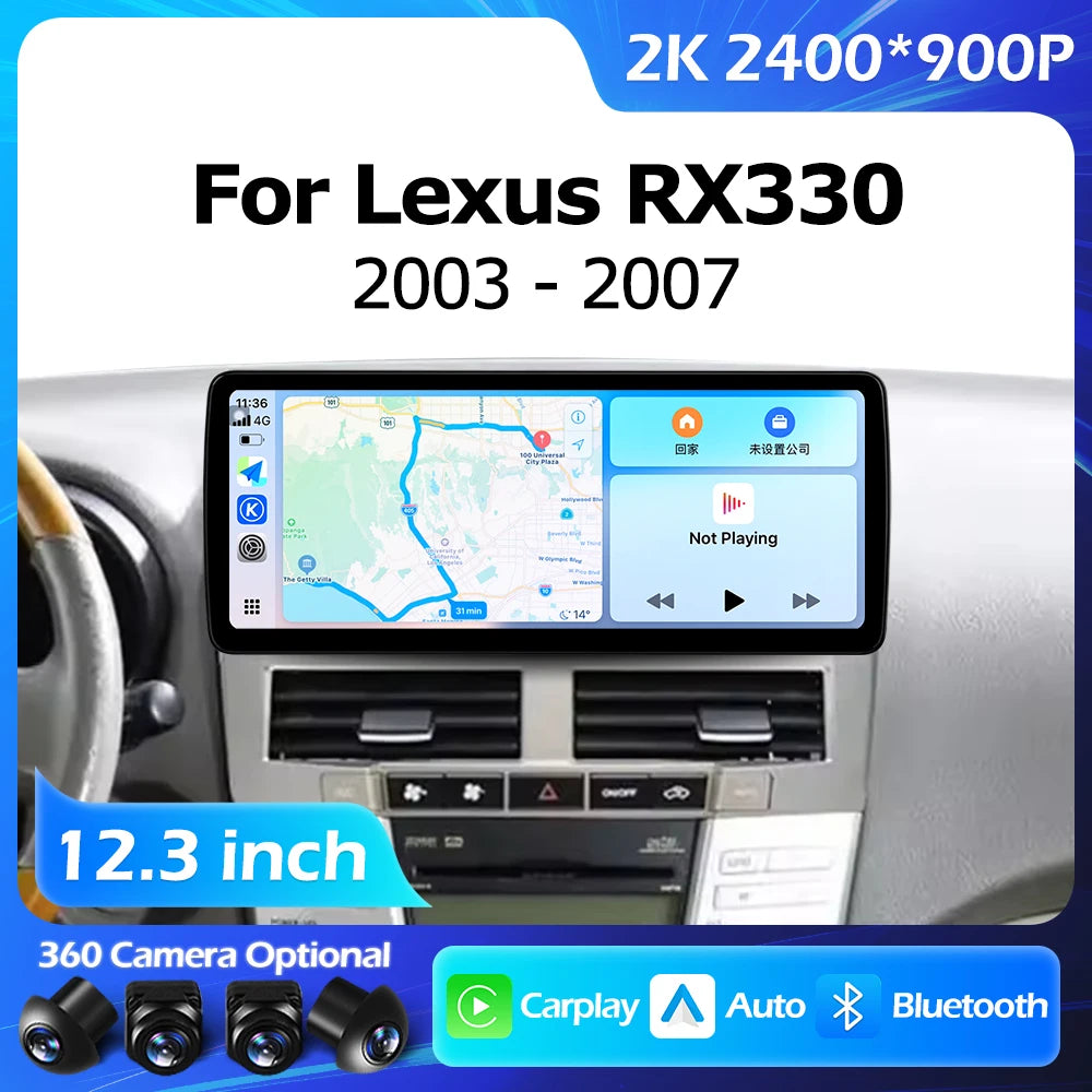 12.3''For Lexus RX330 RX350 2003-2007 AERISAUTO for Apple Android screen and  Android Auto