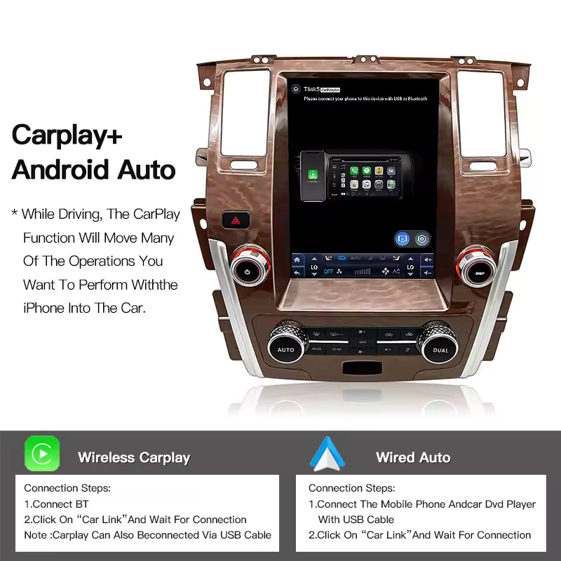 Android14 12.1"For Nissan Patrol Y62 Infiniti QX56 QX80 2010-2020 Tesla Style Car Radio AERISAUTO for Apple Android screen and Android Auto