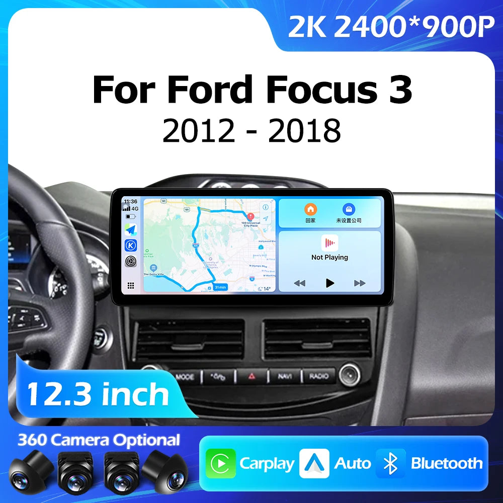 12.3''For Ford Focus 3 2012-2018 AERISAUTO for Apple Android screen and  Android Auto