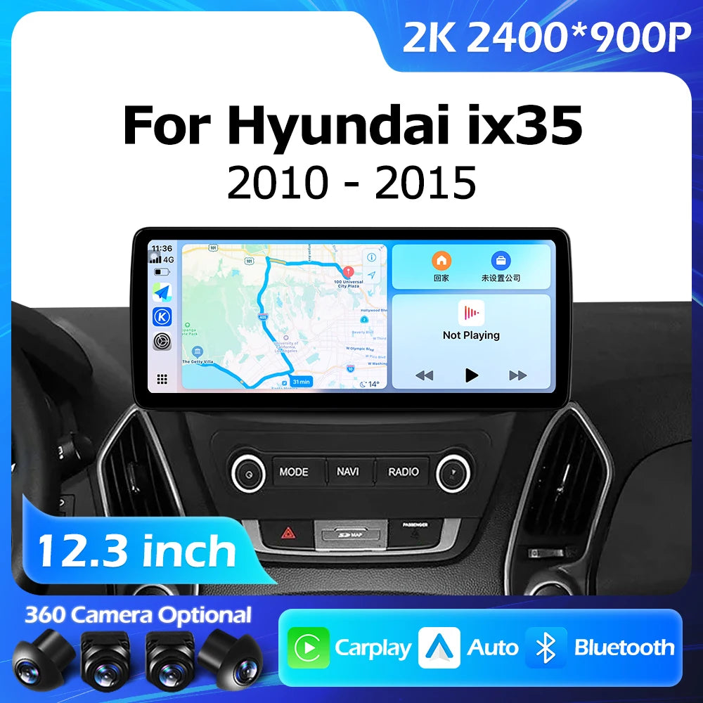 12.3''For Hyundai ix35 2010-2015 AERISAUTO for Apple Android screen and  Android Auto